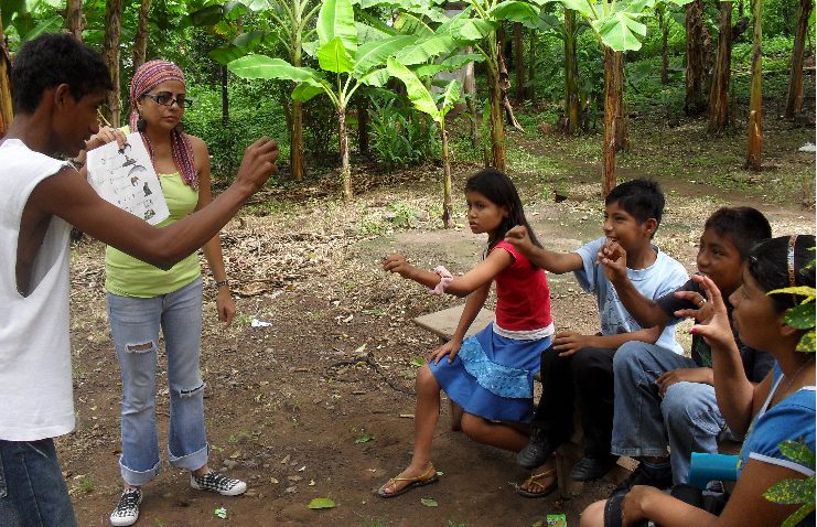 A group of students learning sign language in Nicaragua.