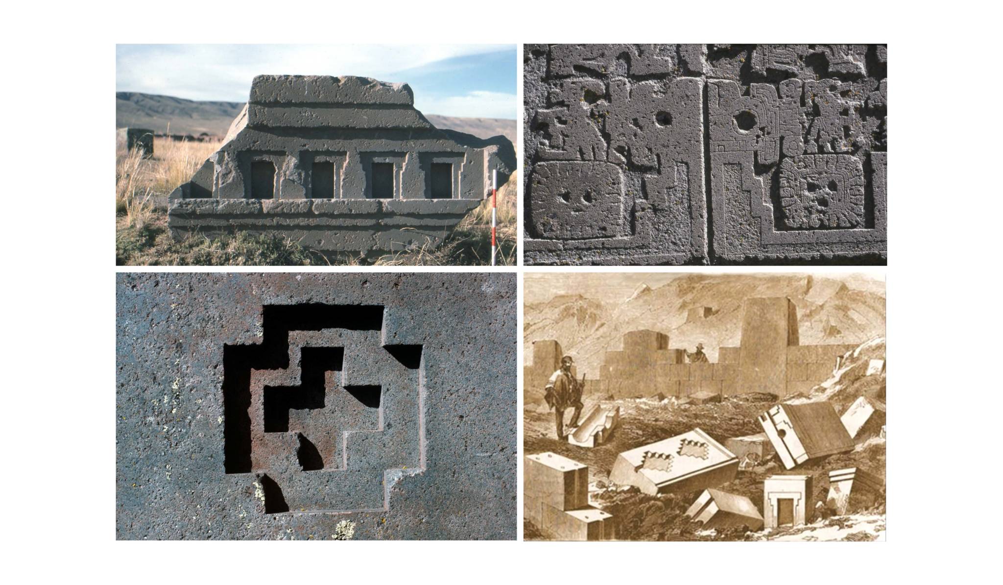 Image collage of structures in the Andean desert